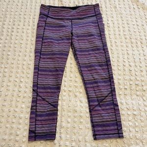 Lululemon Wunder Under purple striped cropped leggings size 8